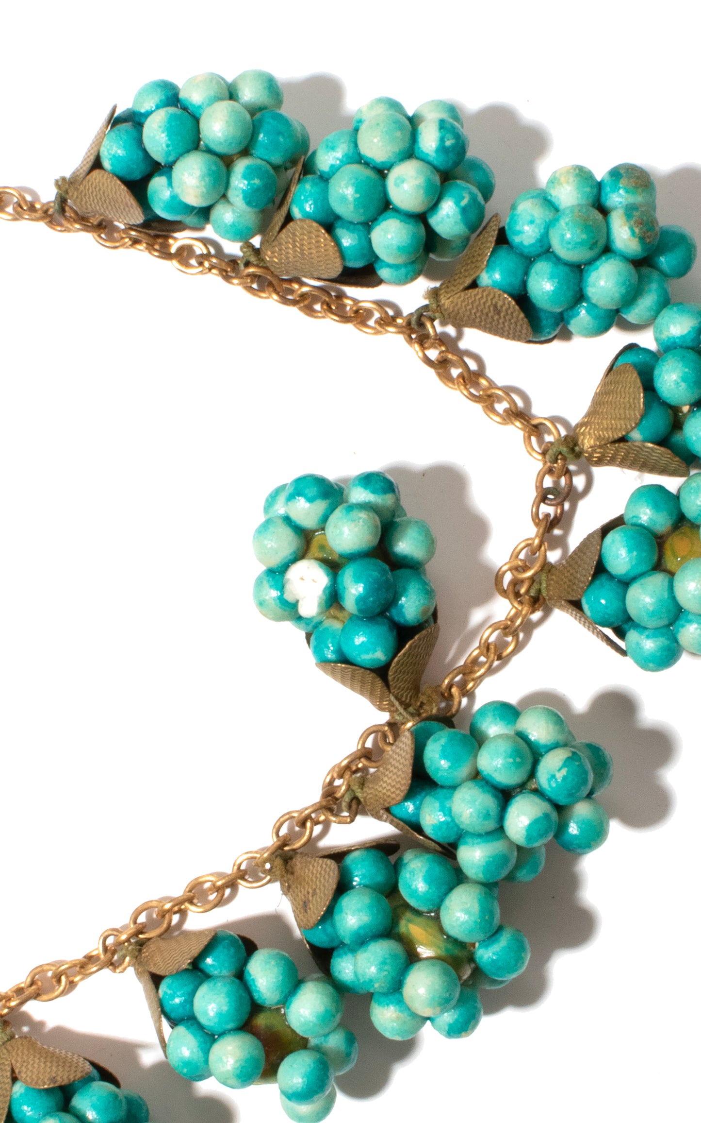 1940s Turquoise Berries Charm Necklace
