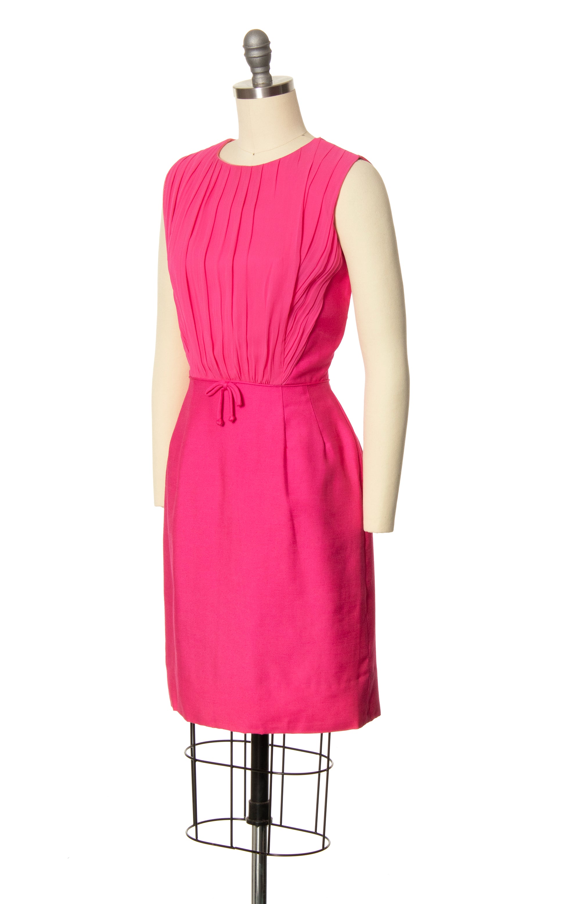 hot pink wiggle dress 80s Vintage Hot Pink Wiggle Dress