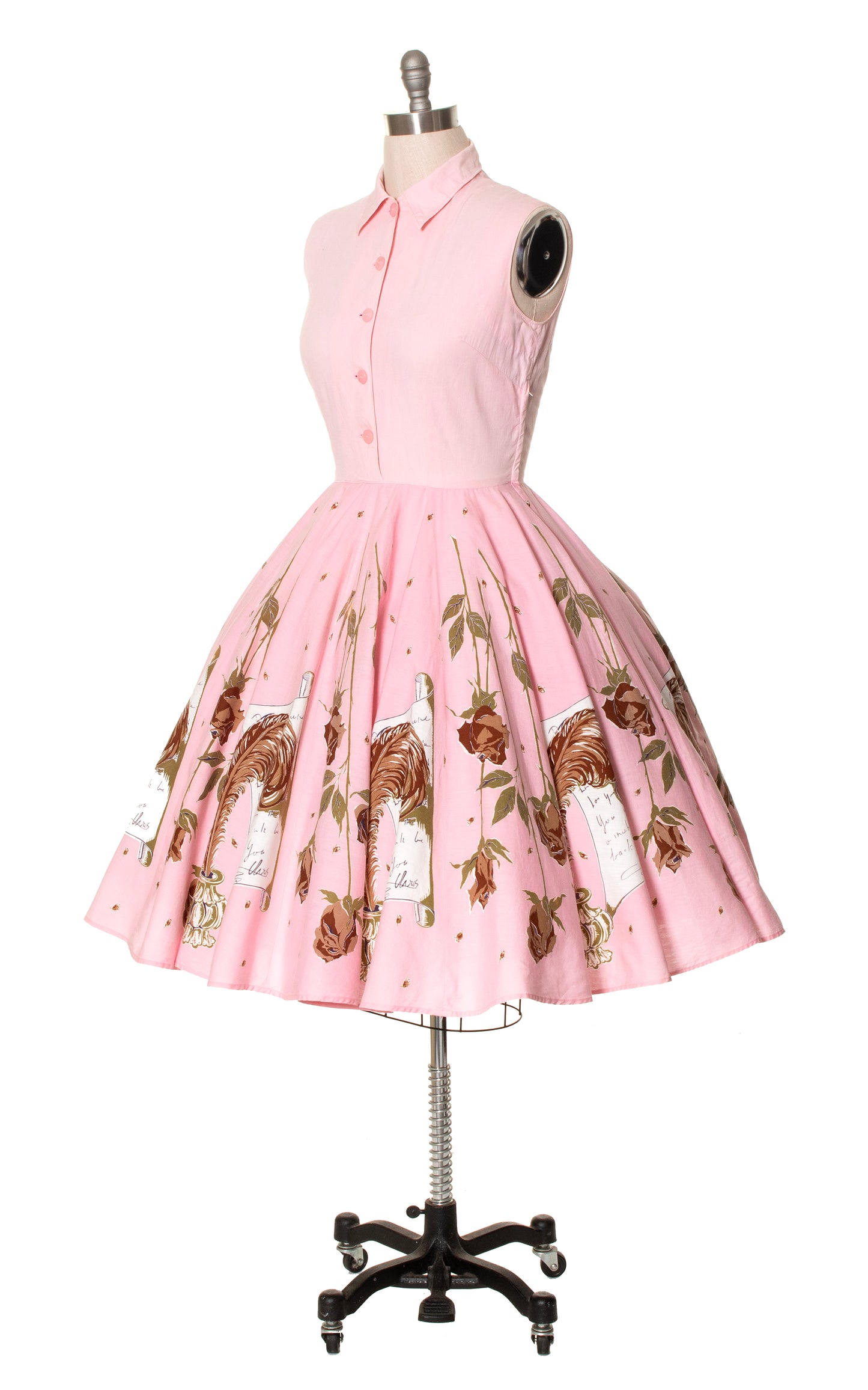 1950s Love Letters Novelty Print Dress | large