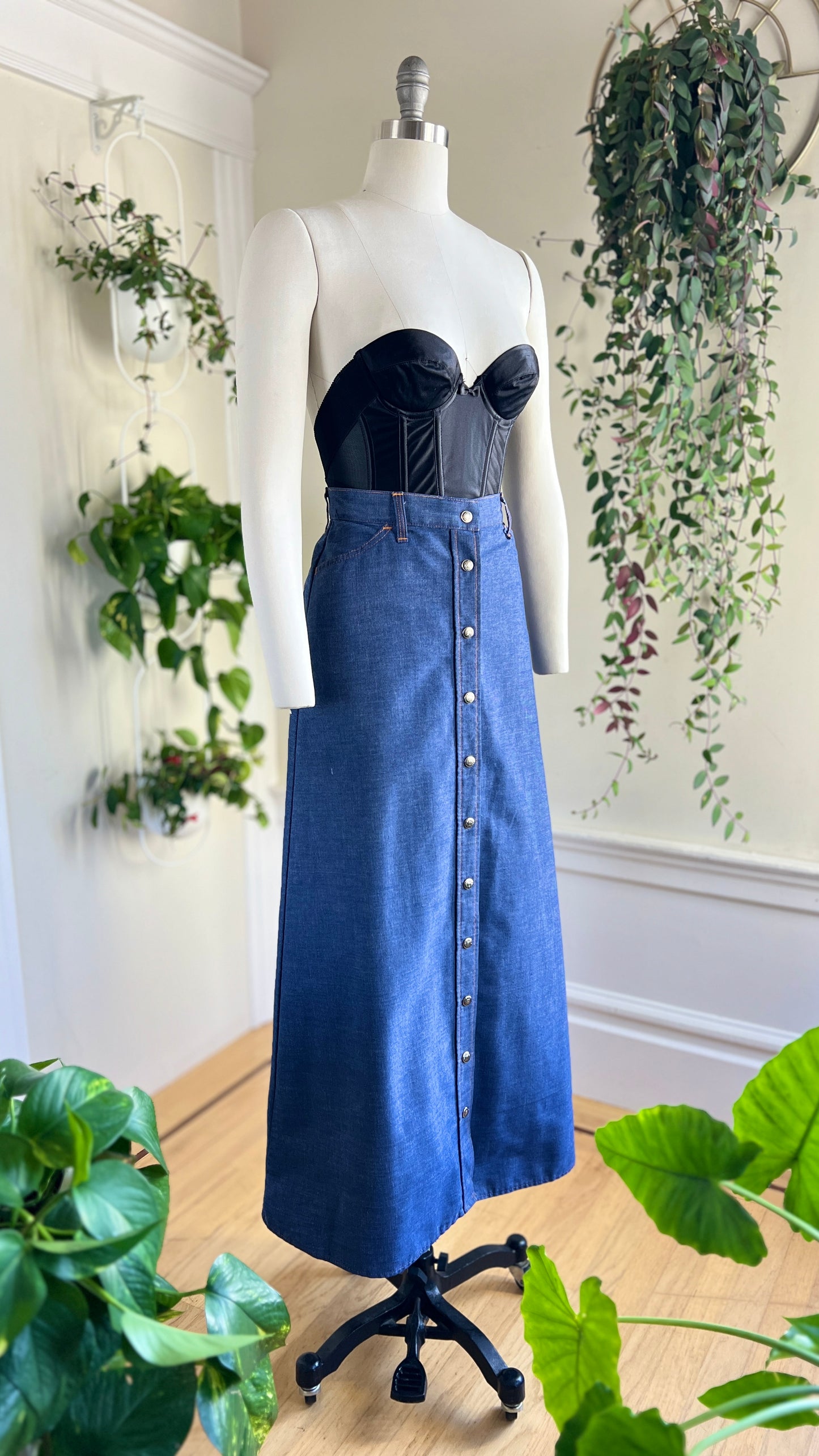 1970s LEVI'S ORANGE TAB Denim Maxi Skirt | medium