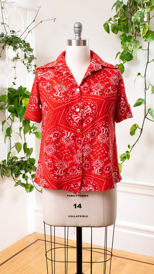 1960s Red Bandana Shirt | large
