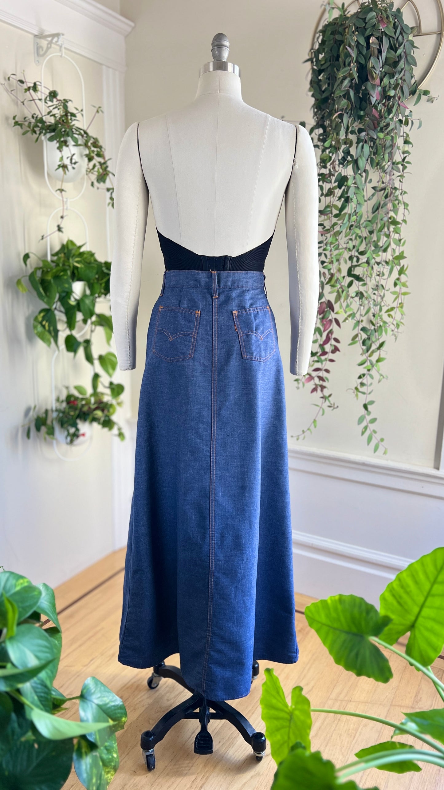 1970s LEVI'S ORANGE TAB Denim Maxi Skirt | medium