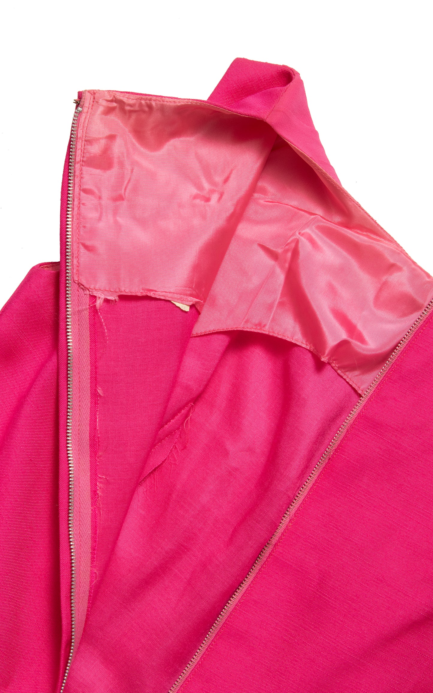 1980s Hot Pink Strapless Ruffled Butt Dress | small