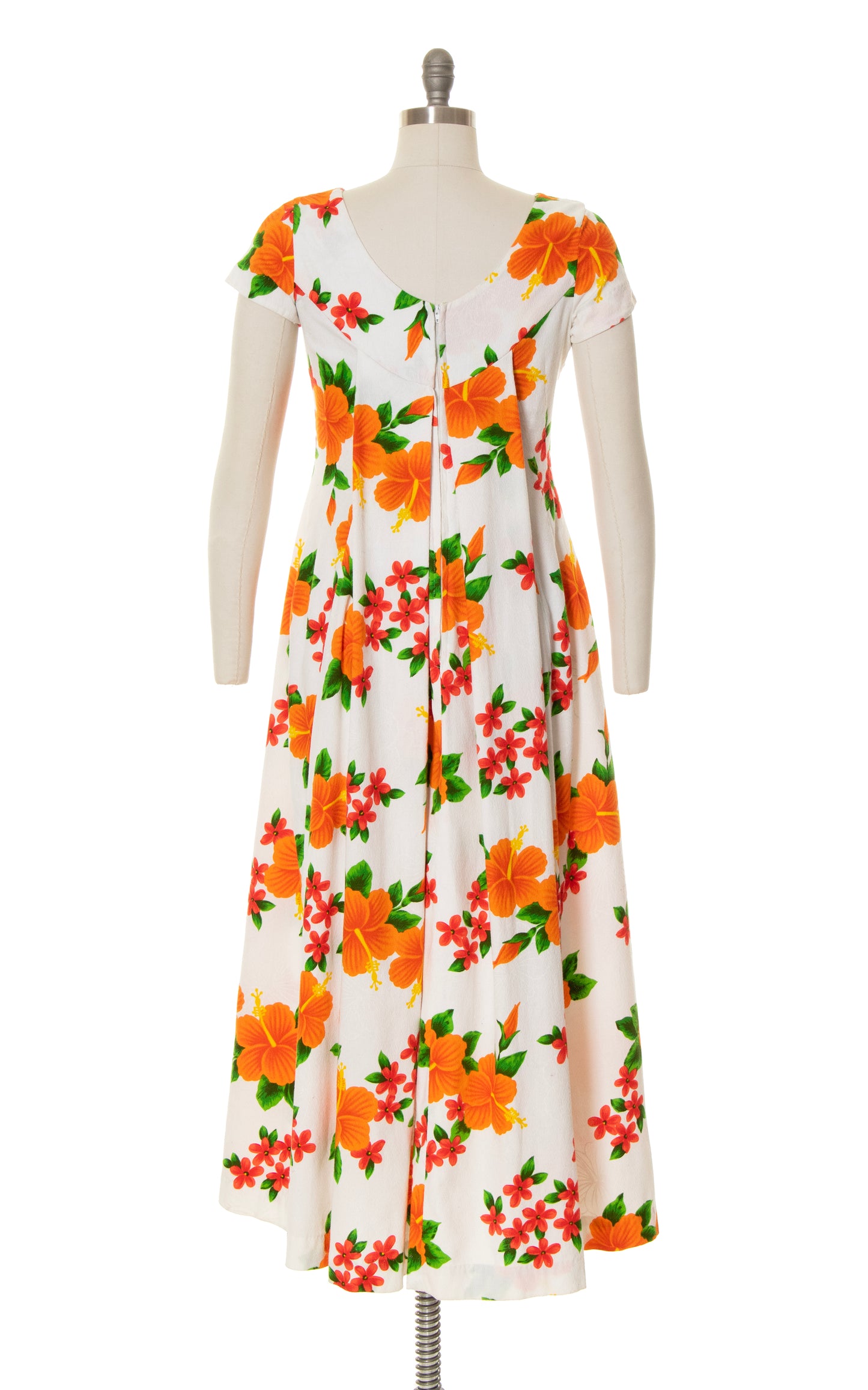 1960s 1970s Hawaiian Hibiscus Barkcloth Maxi Dress | small/medium