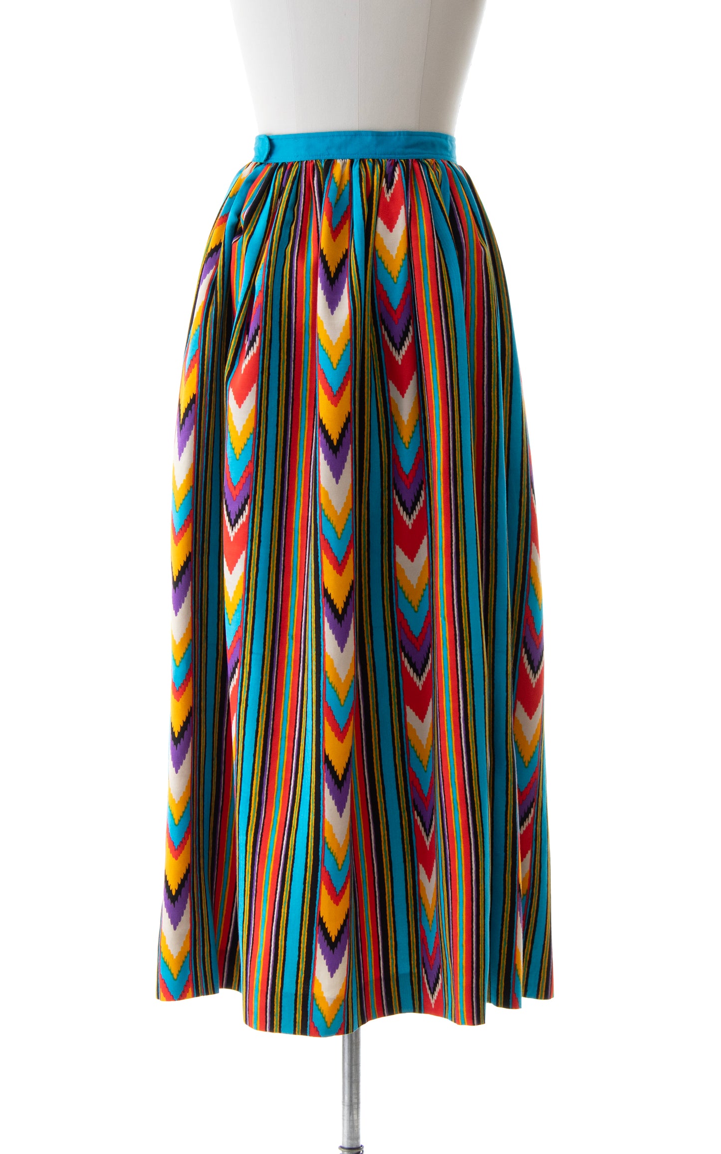 1970s Chevron Striped Rayon Faille Maxi Skirt with Pockets | small