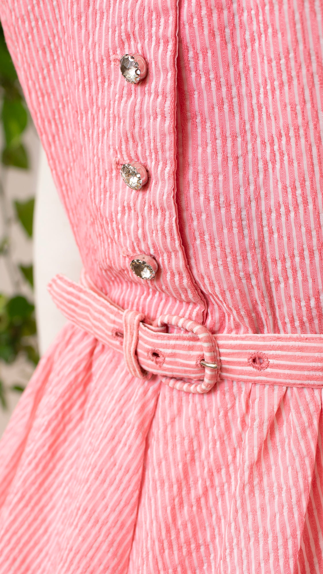 1960s Pink Striped Shirtwaist Dress | MEDIUM