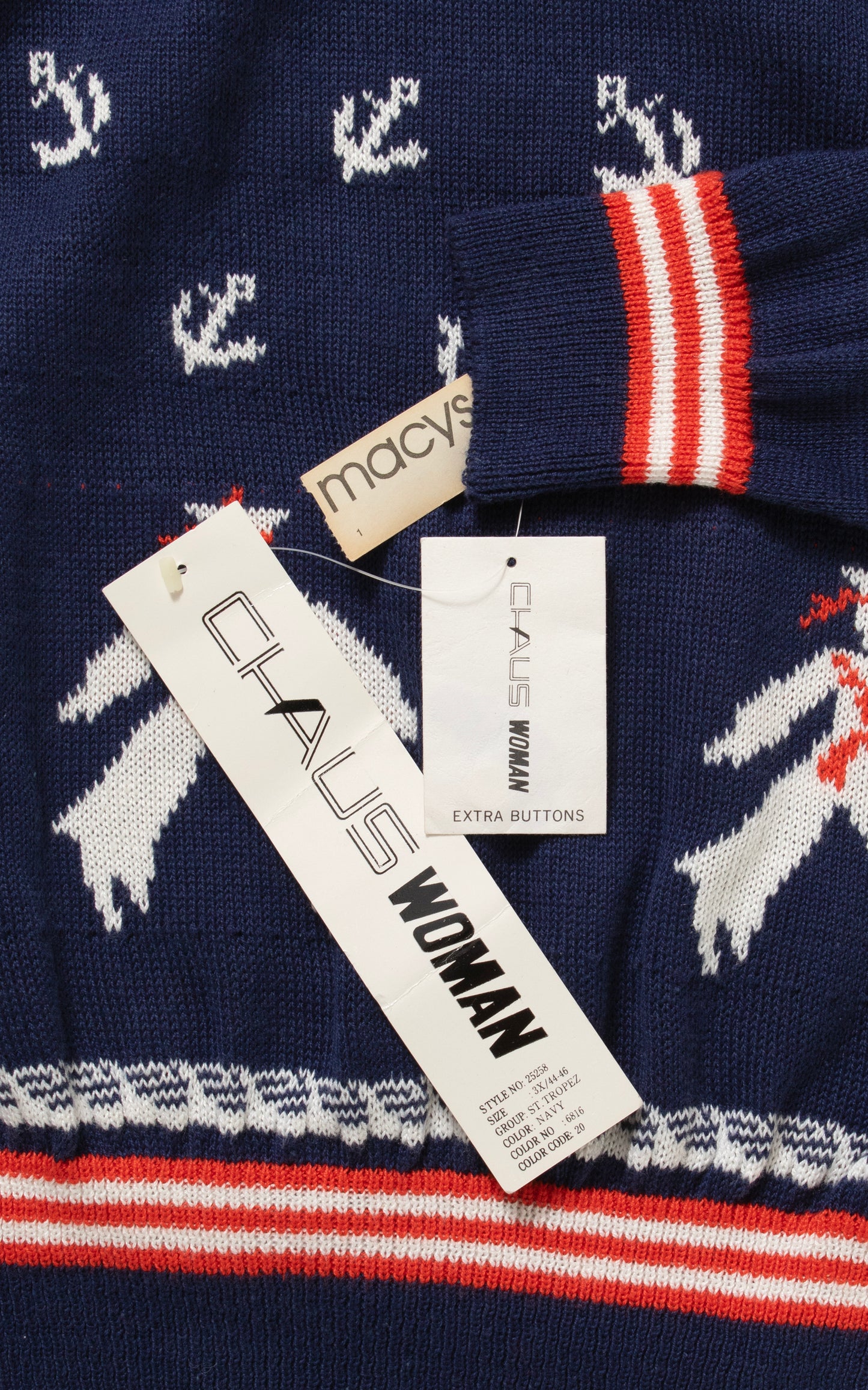 1980s DEADSTOCK Nautical Novelty Print Knit Sweater | x-large