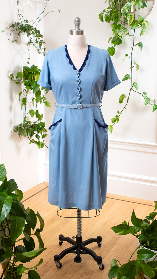 1950s Color Block Linen Shirt Dress | large/x-large