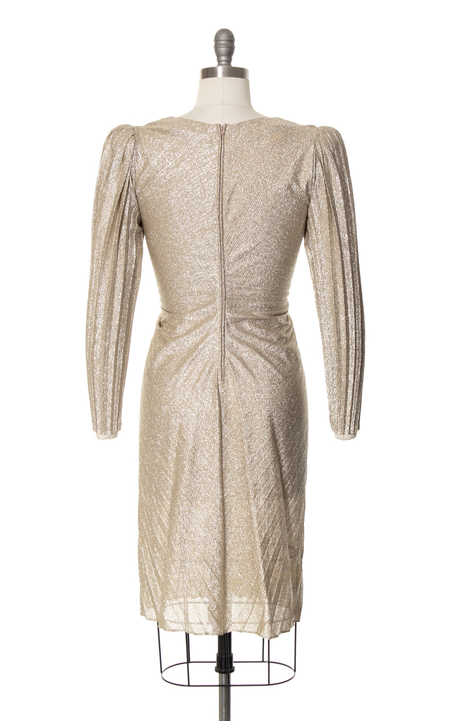 1980s NEW LEAF Travilla Style Metallic Pleated Dress | x-small/small