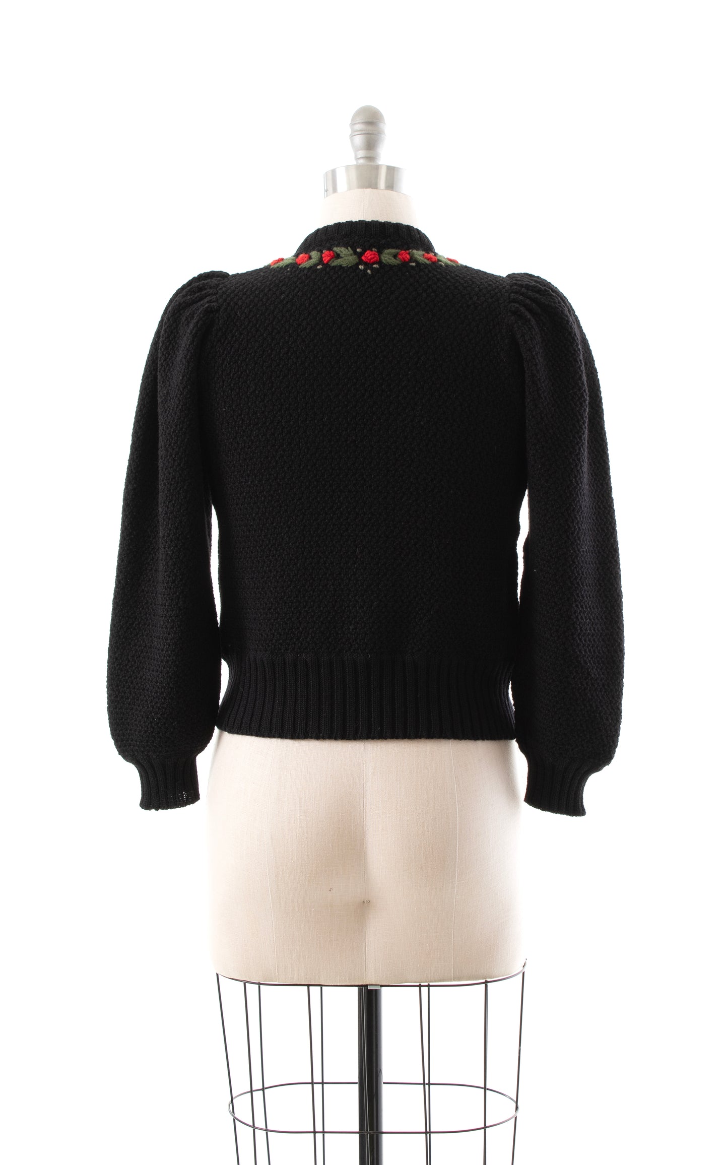 1980s Austrian Rose Embroidered Wool Sweater | medium/large