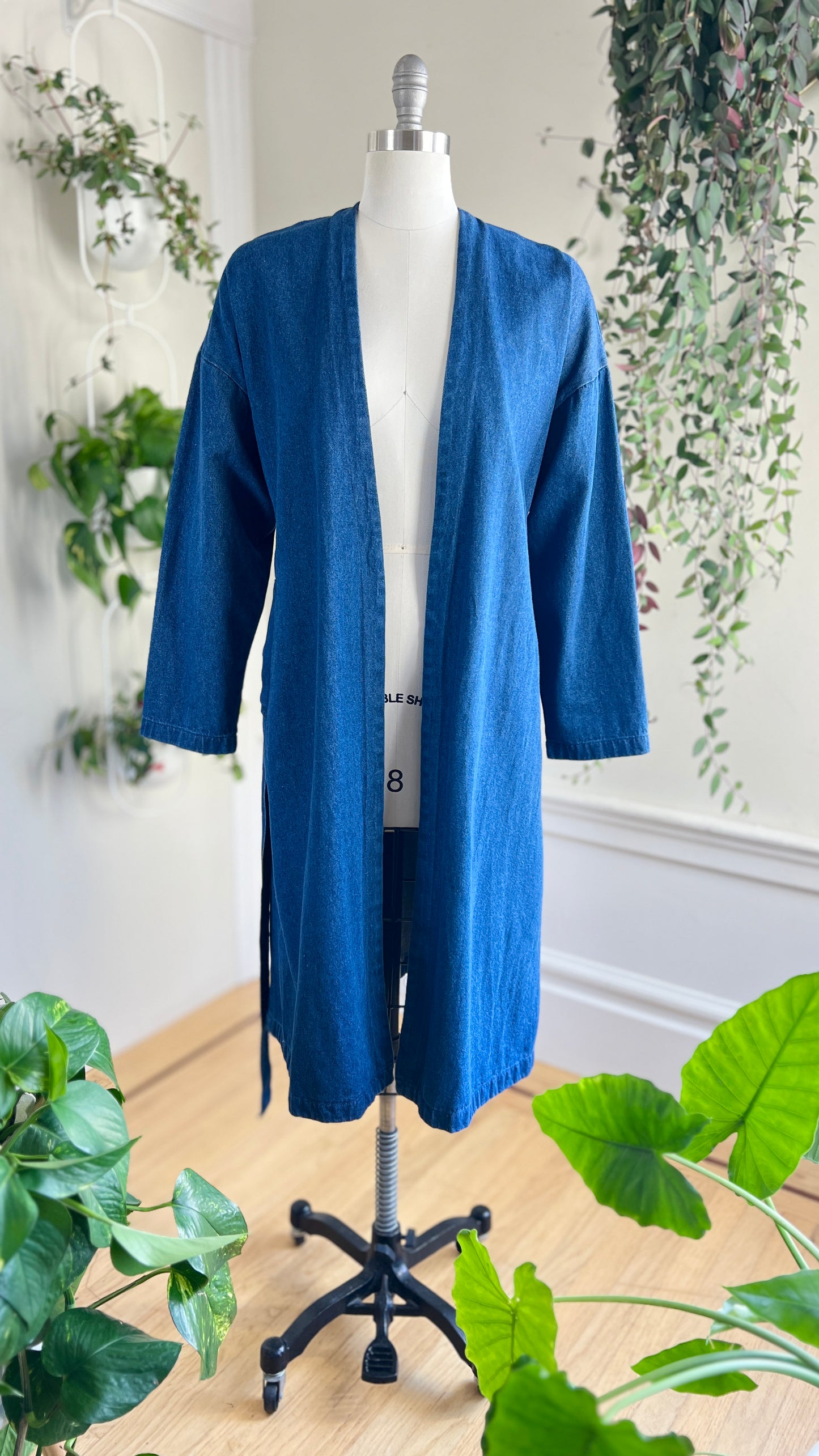 1970s Belted Denim Wrap Coat | small/medium/large