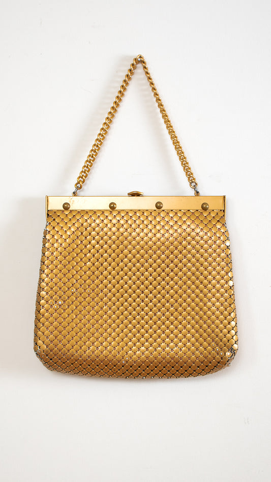 NEW ⭐️ 1960s WHITING & DAVIS Gold Metal Mesh Handbag