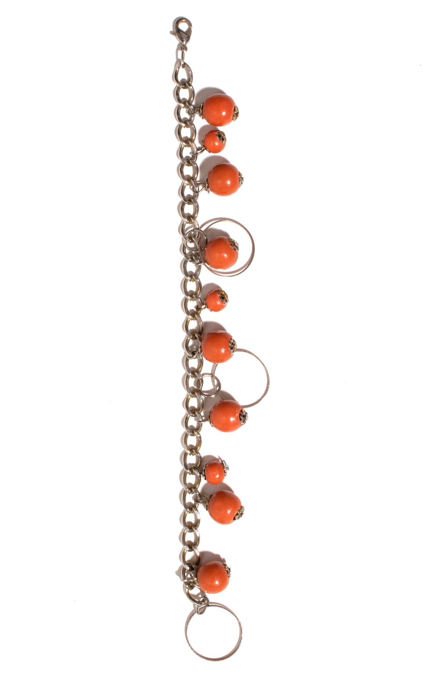 1960s Orange Bobbles & Loops Charm Bracelet