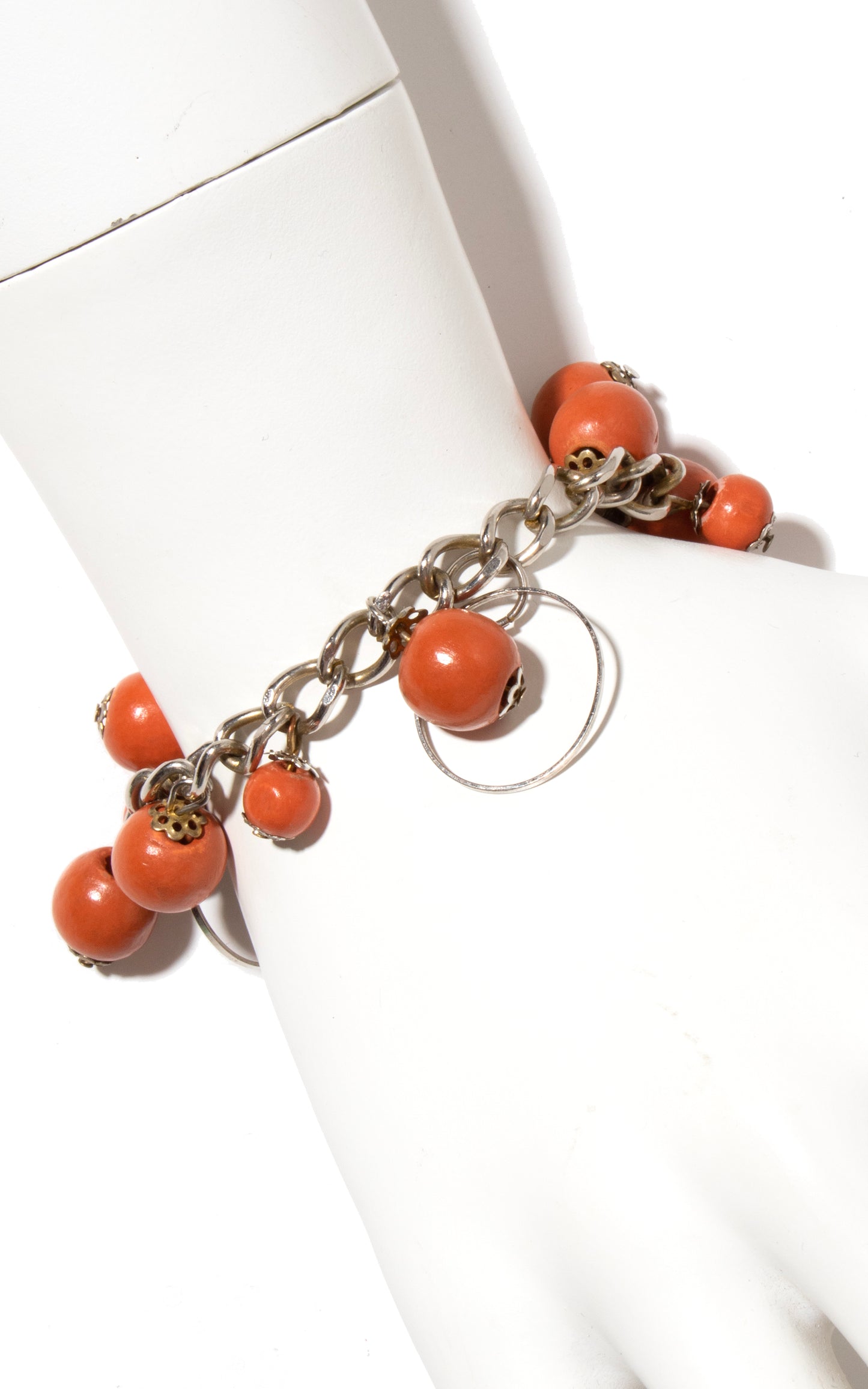 1960s Orange Bobbles & Loops Charm Bracelet