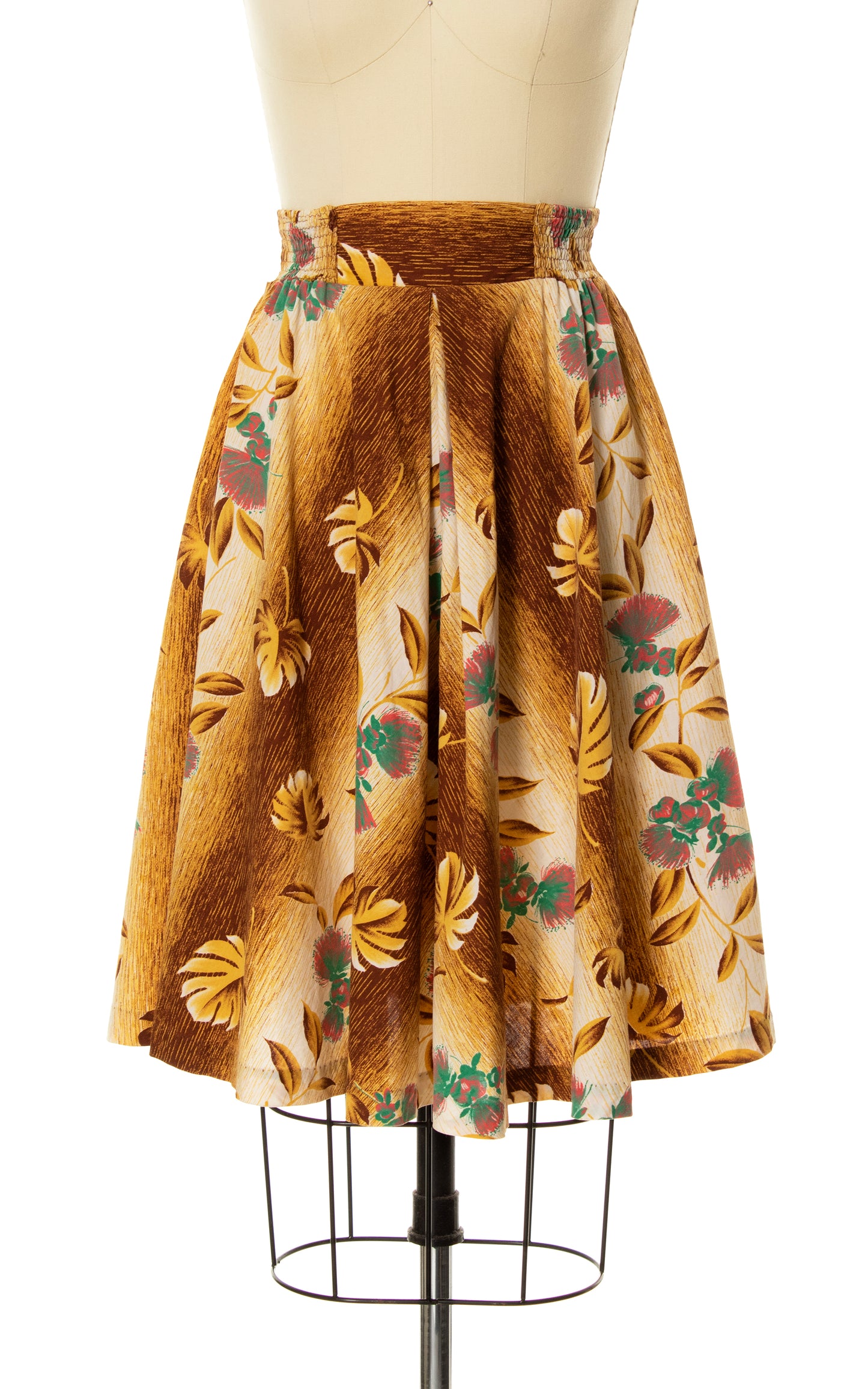 1950s Floral Hawaiian Shirred Skirt | x-small/small