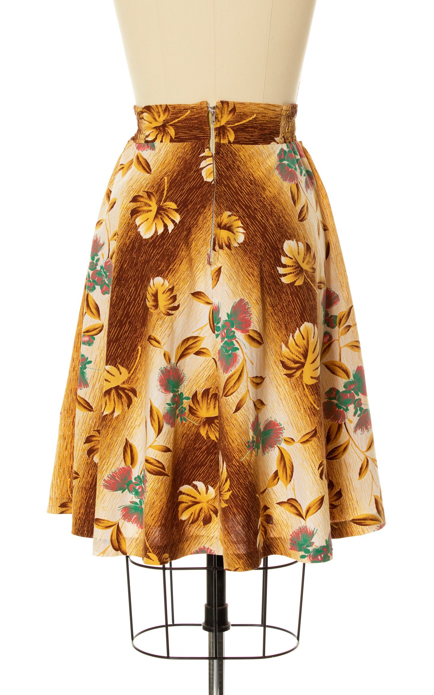 1950s Floral Hawaiian Shirred Skirt | x-small/small