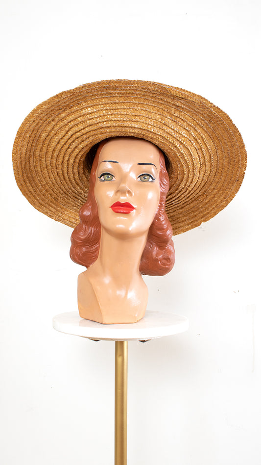 1970s Tan Straw Sun Hat