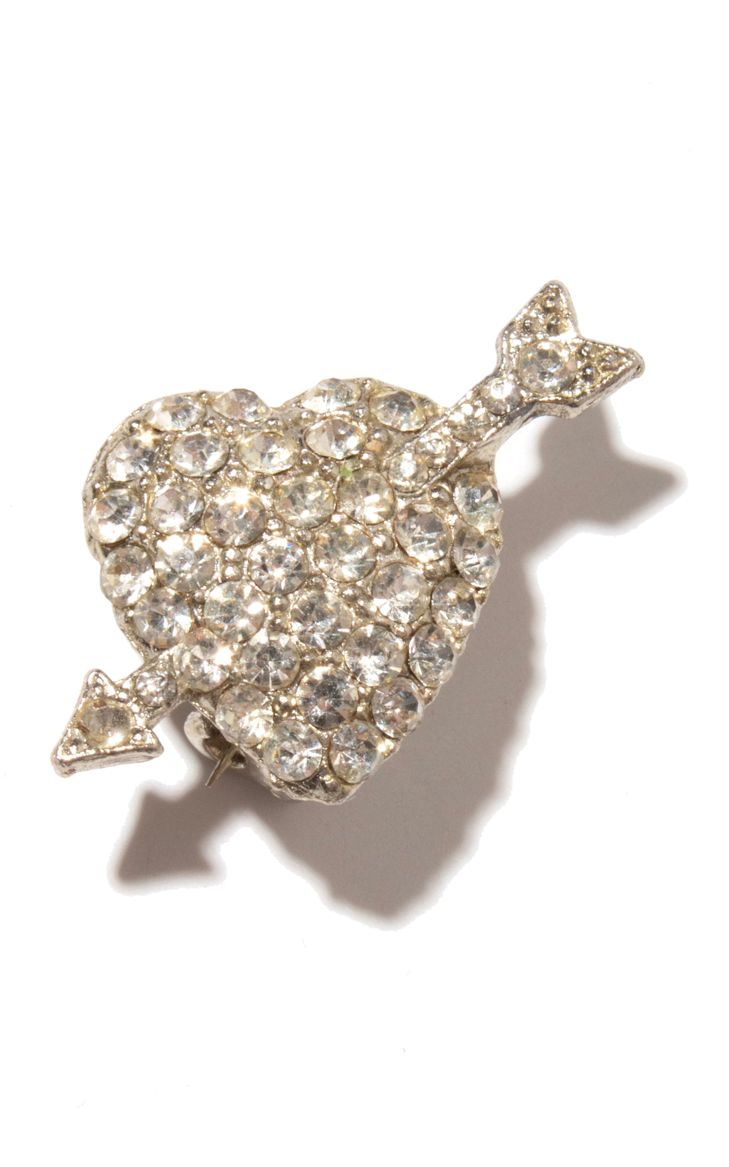 1950s 1960s Rhinestone Heart & Arrow Brooch