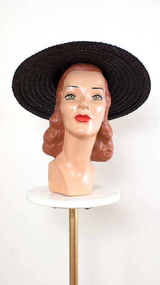 1970s Black Straw Sun Hat (3 Available)