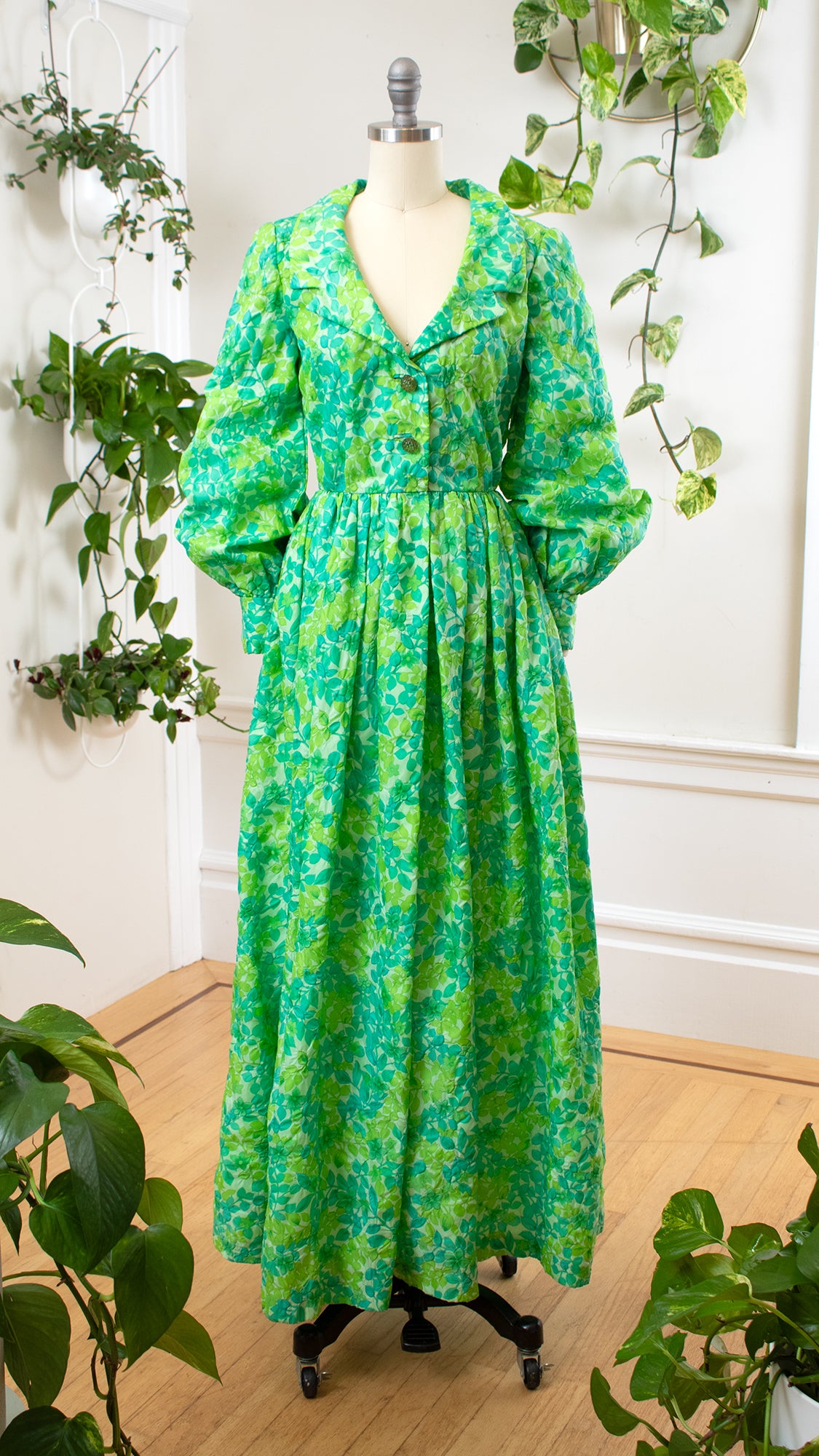 1960s Floral Maxi Hostess Gown