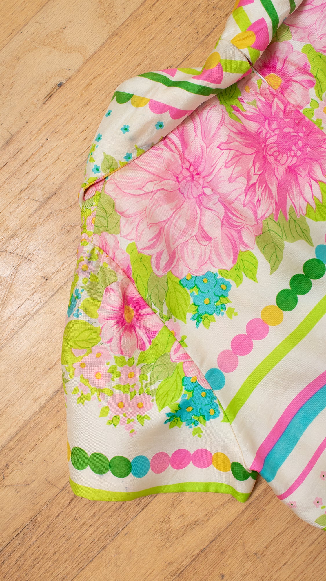 1960s Silk Floral Striped Shirtwaist Dress | large