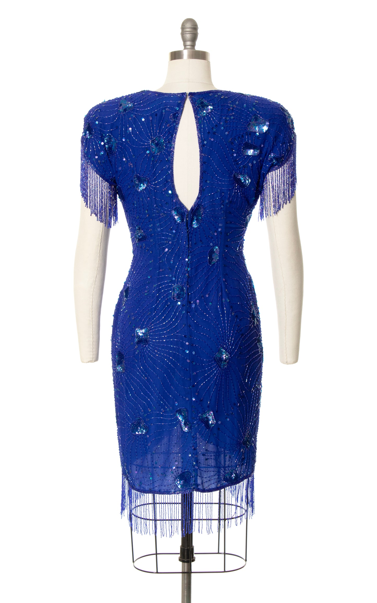 1980s Silk Beaded Tassels Party Dress | small/medium