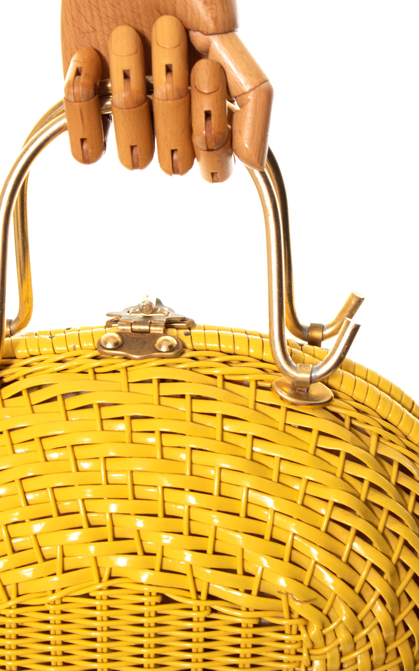 1960s Yellow Woven Wicker Box Purse