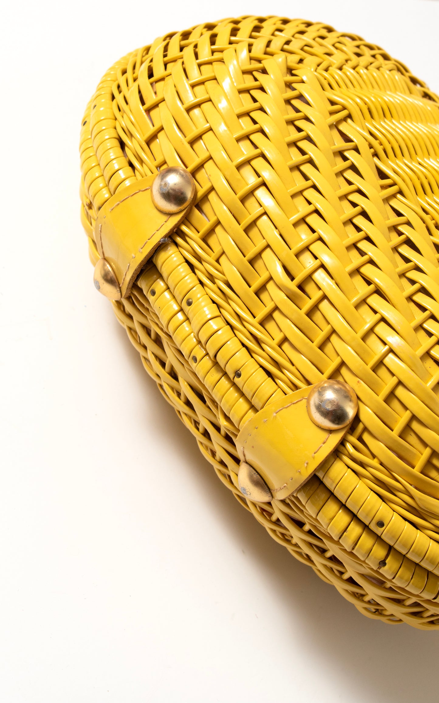 1960s Yellow Woven Wicker Box Purse