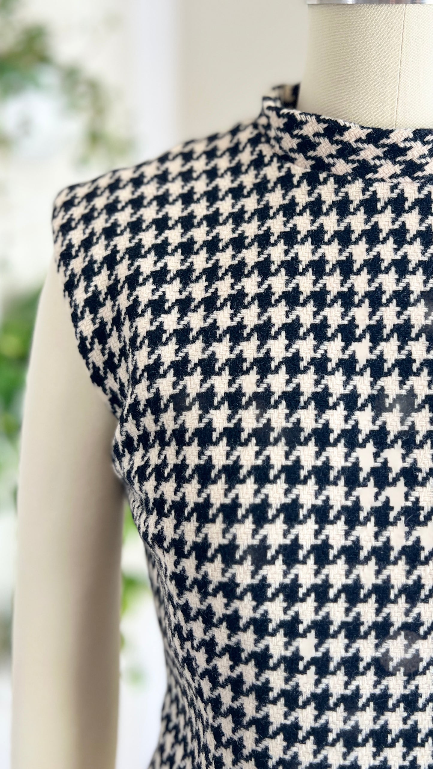 1950s 1960s Houndstooth Wool Top | small