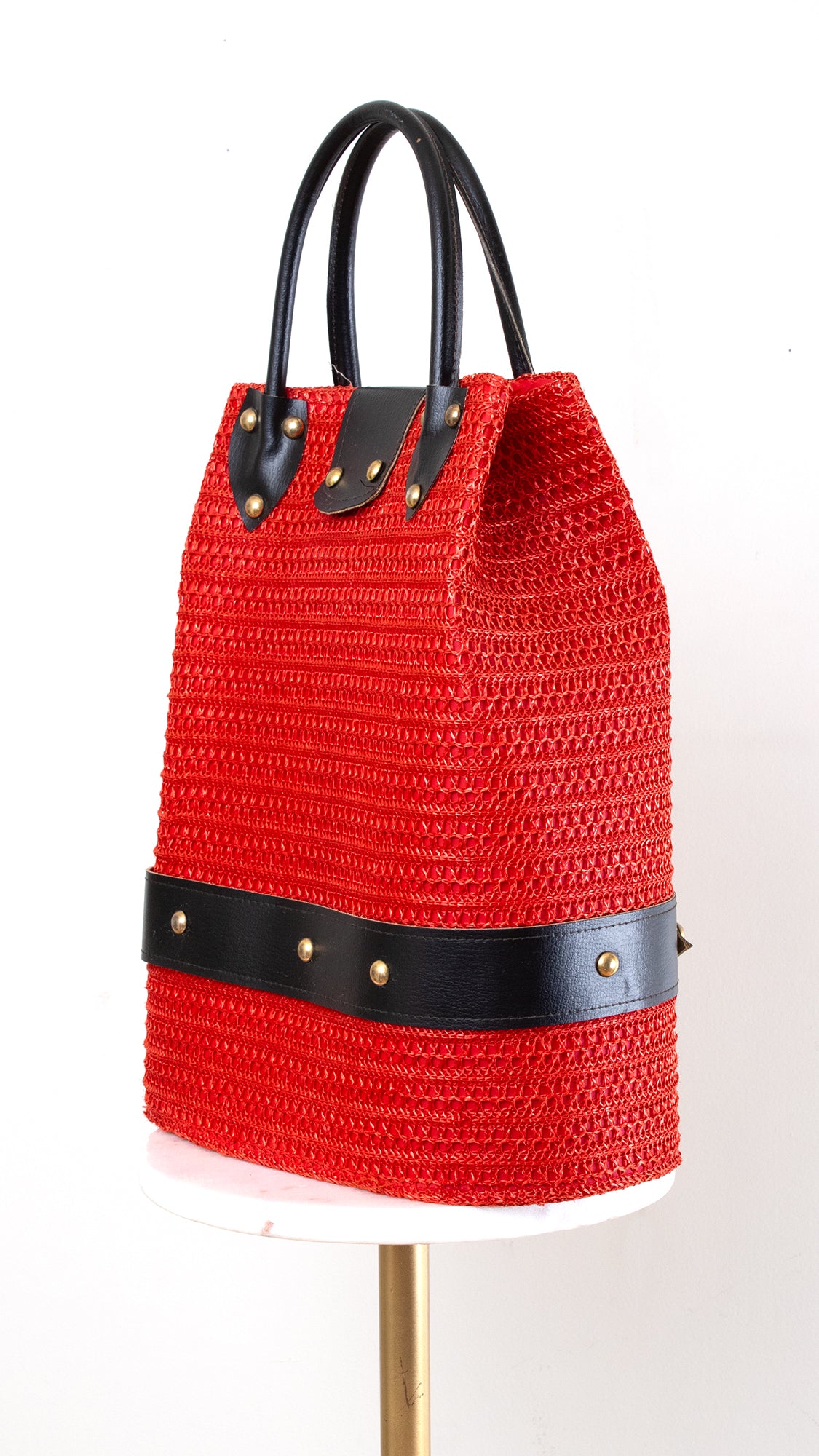 1960s Giant Red Raffia Purse