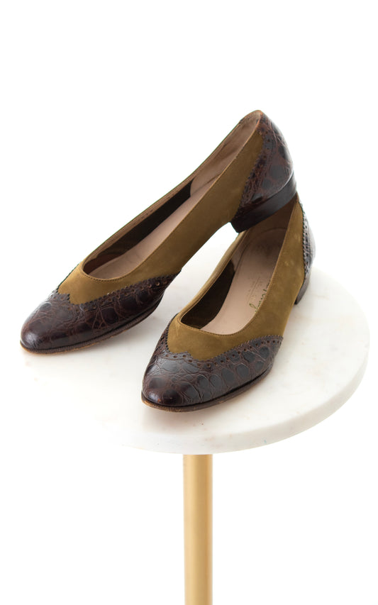 NEW ARRIVAL || 1960s FERRAGAMO Leather & Suede Oxford Flats | size US 7