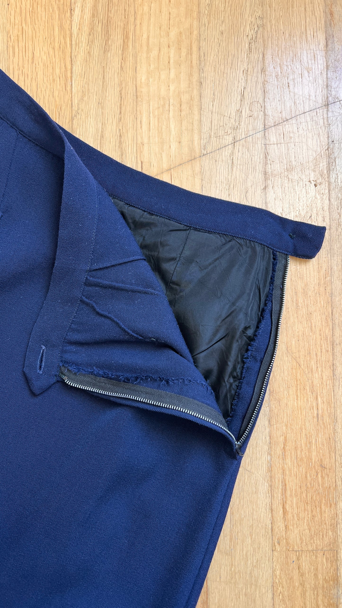 1940s Navy Wool Gabardine Skirt | small