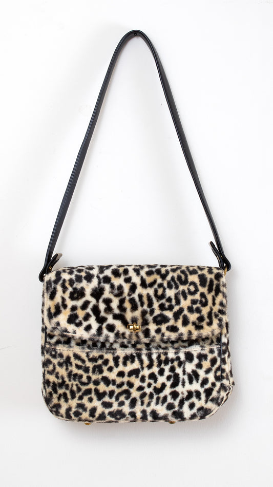 1960s Leopard Print Faux Fur Purse