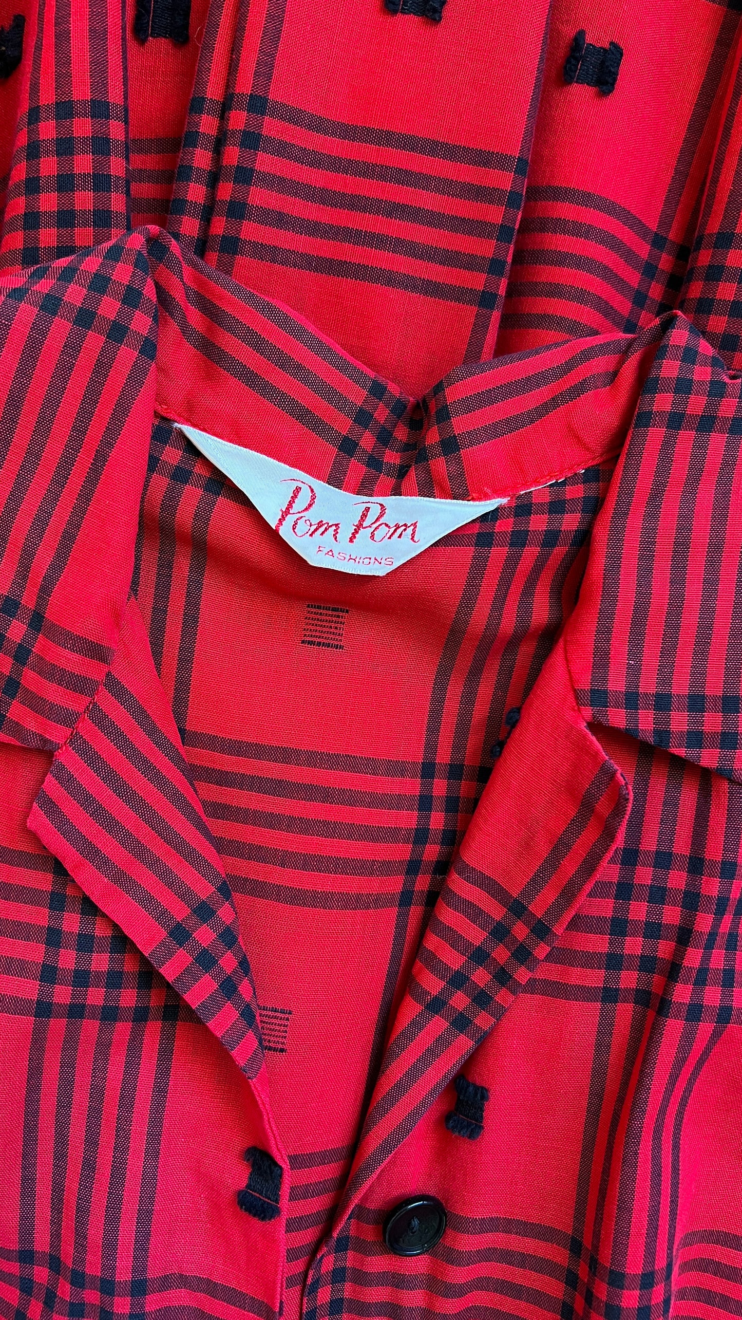 1950s Red Plaid Shirt Dress | small