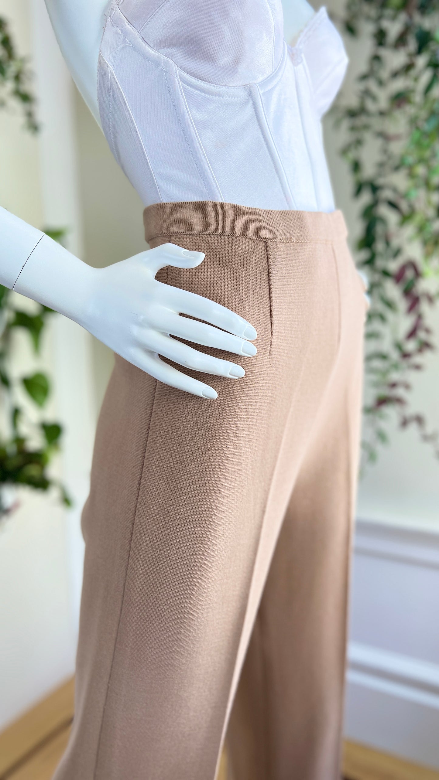 1960s Camel Knit Wool Trousers | small/medium