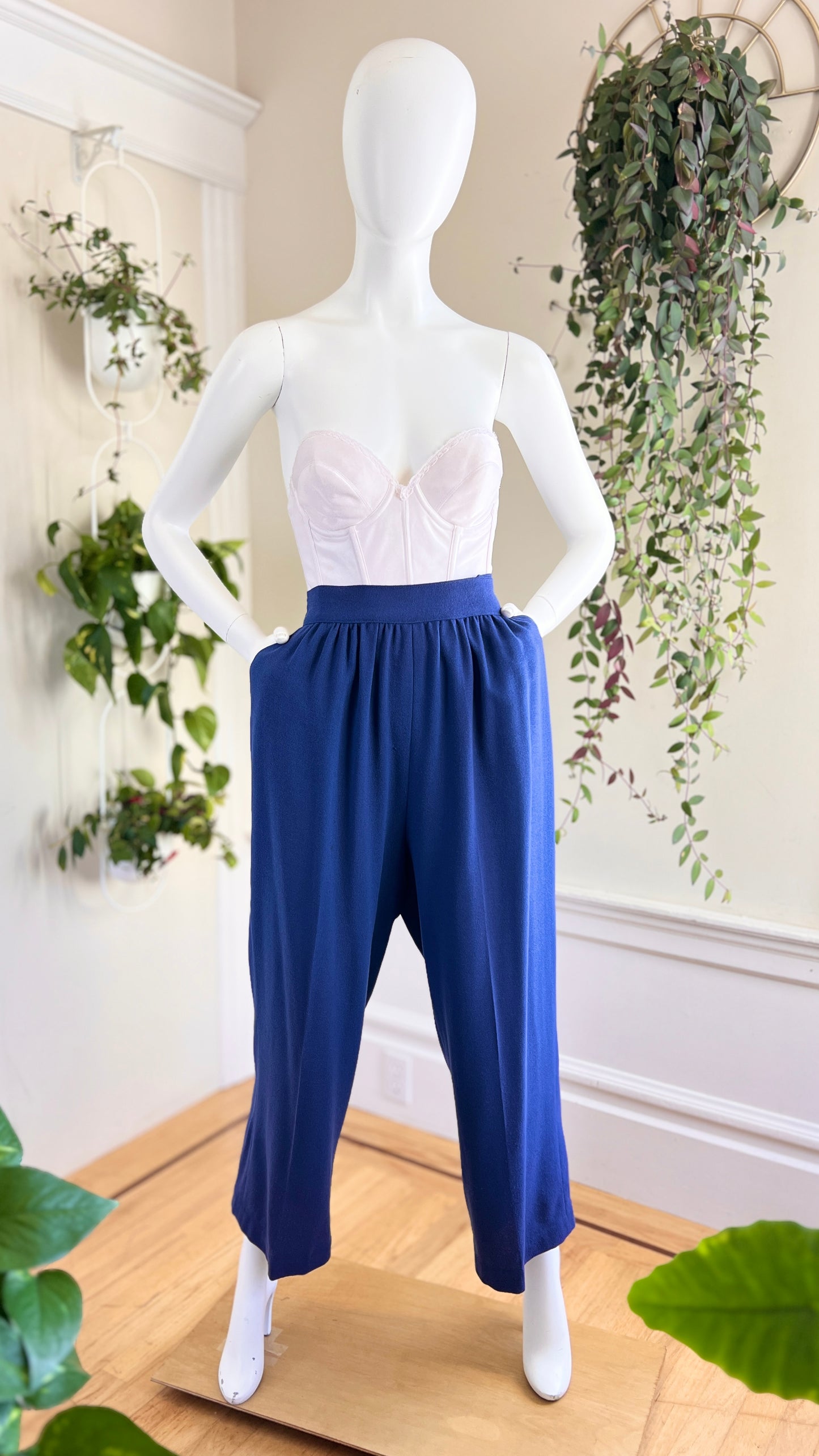 1980s CAROL LITTLE Royal Blue Wool Trousers | medium