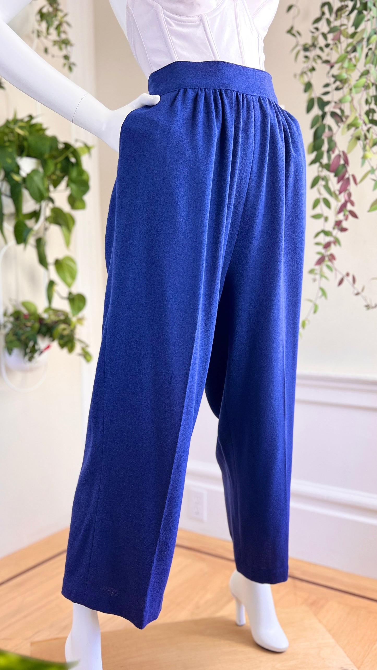 1980s CAROL LITTLE Royal Blue Wool Trousers | medium