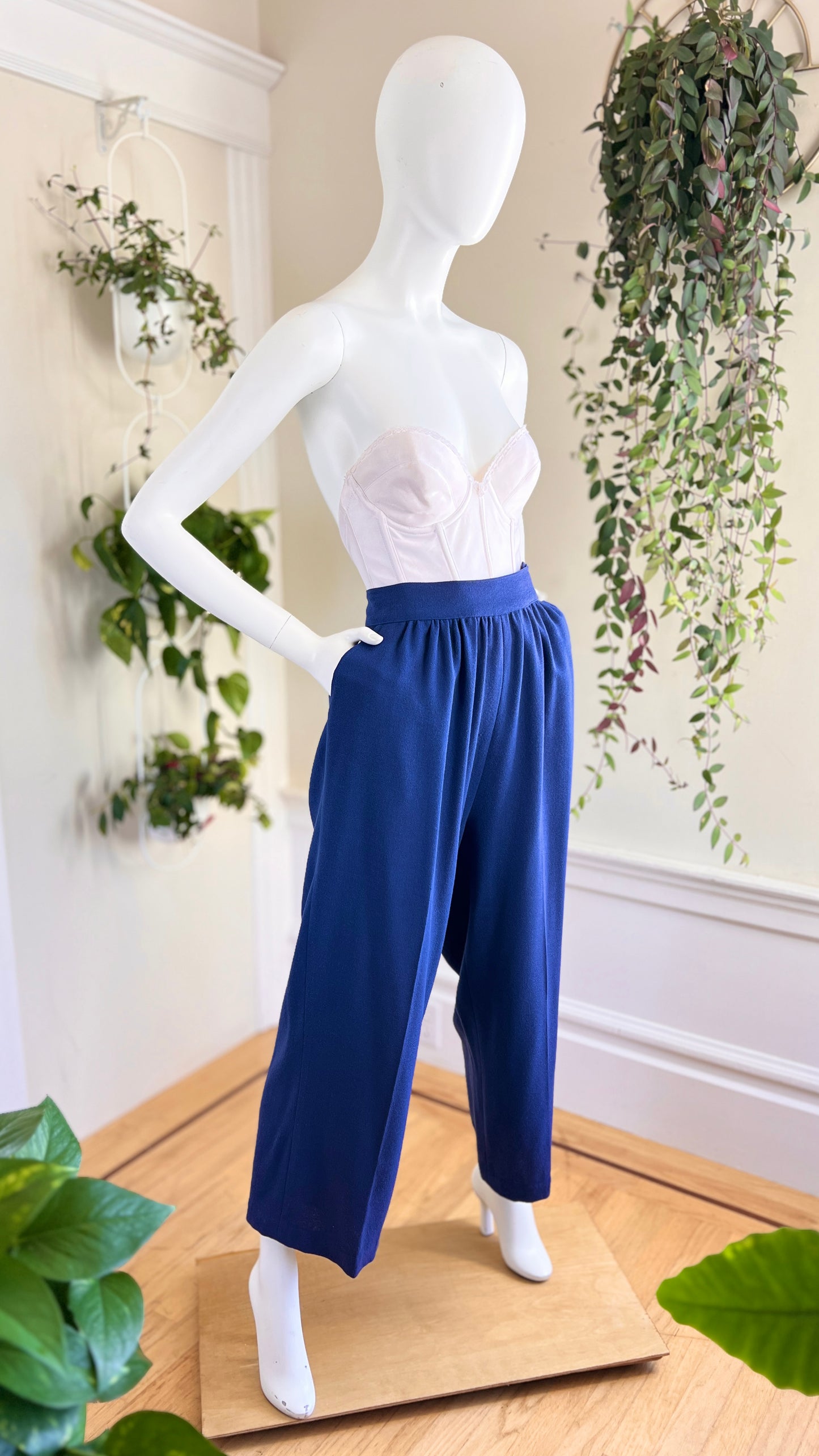 1980s CAROL LITTLE Royal Blue Wool Trousers | medium