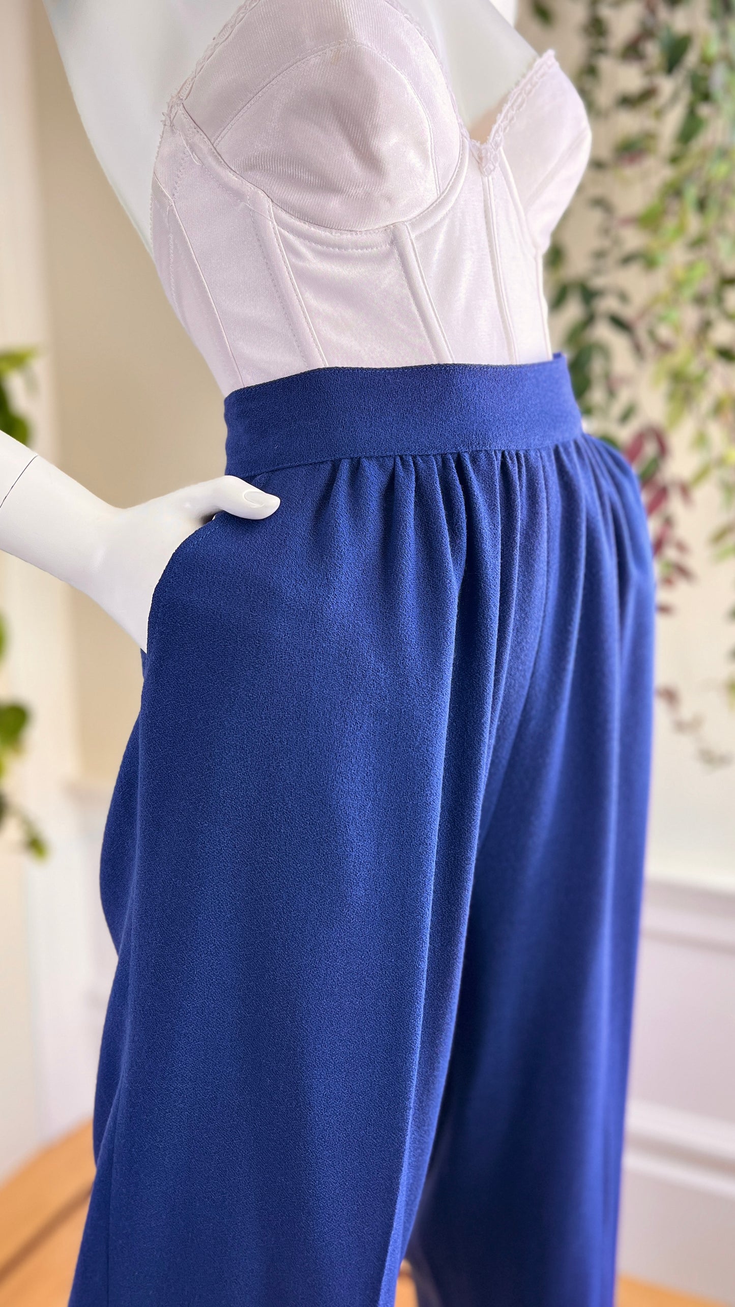 1980s CAROL LITTLE Royal Blue Wool Trousers | medium