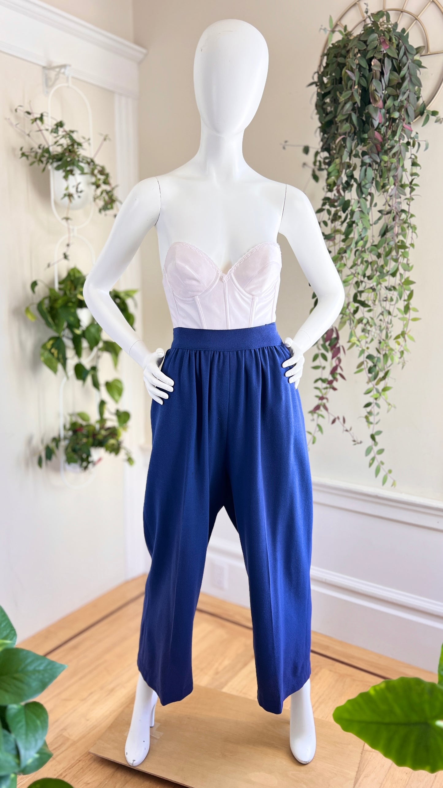 1980s CAROL LITTLE Royal Blue Wool Trousers | medium