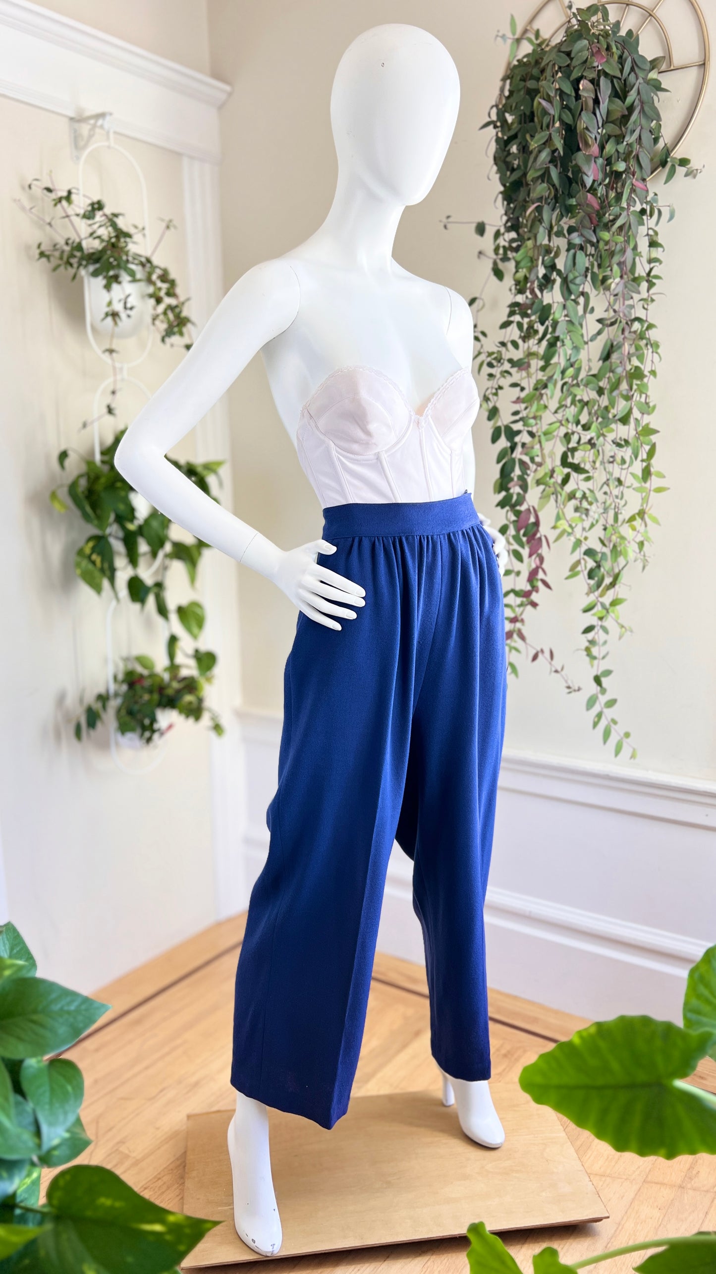 1980s CAROL LITTLE Royal Blue Wool Trousers | medium