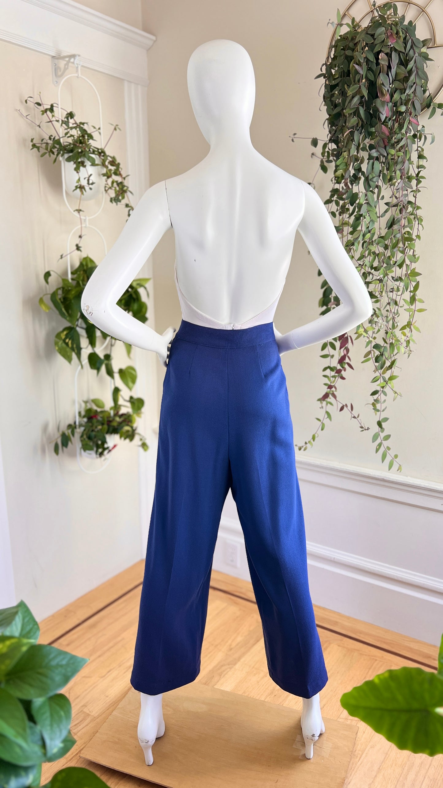 1980s CAROL LITTLE Royal Blue Wool Trousers | medium