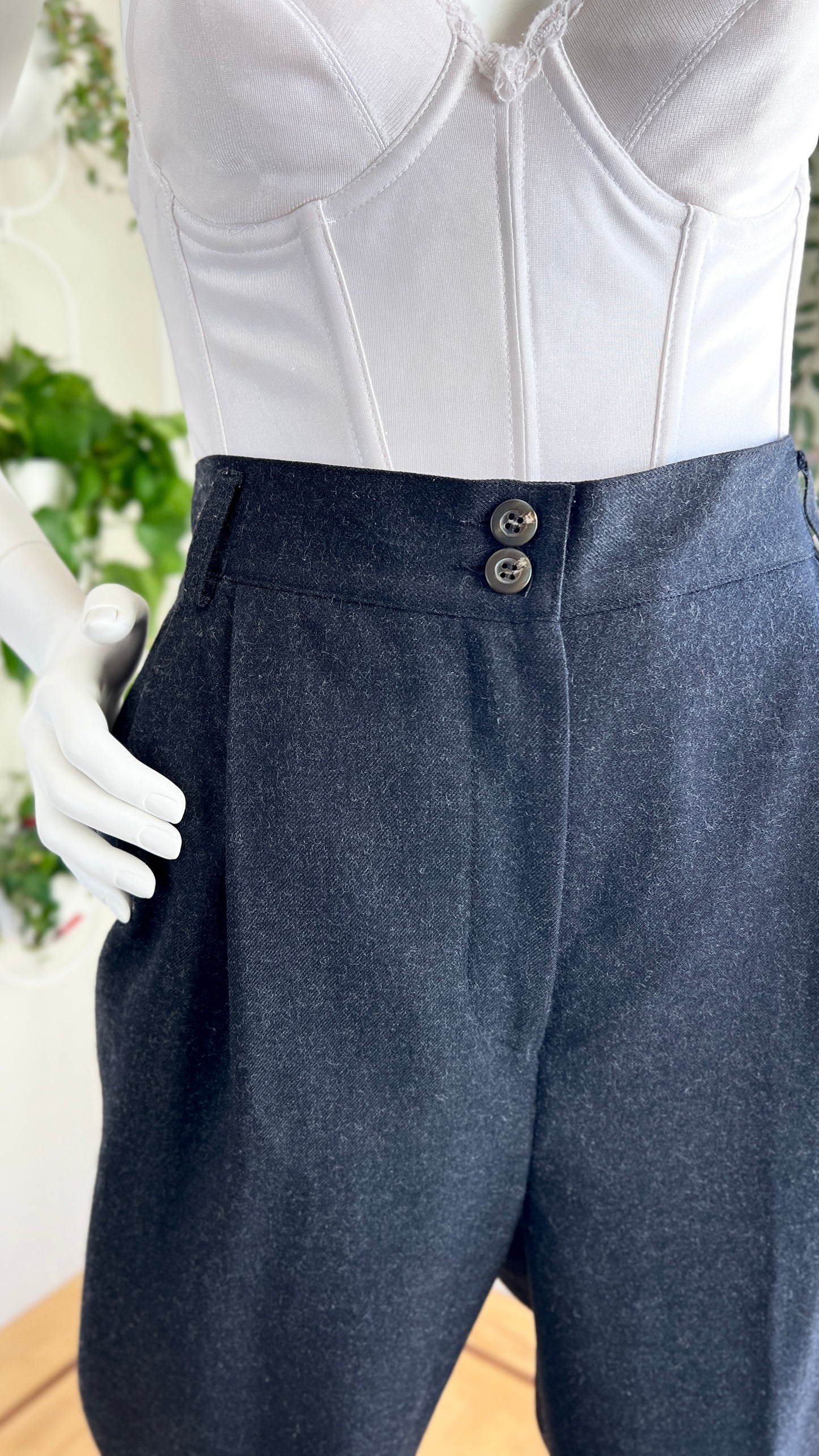 1980s Slate Grey Wool Trousers | medium