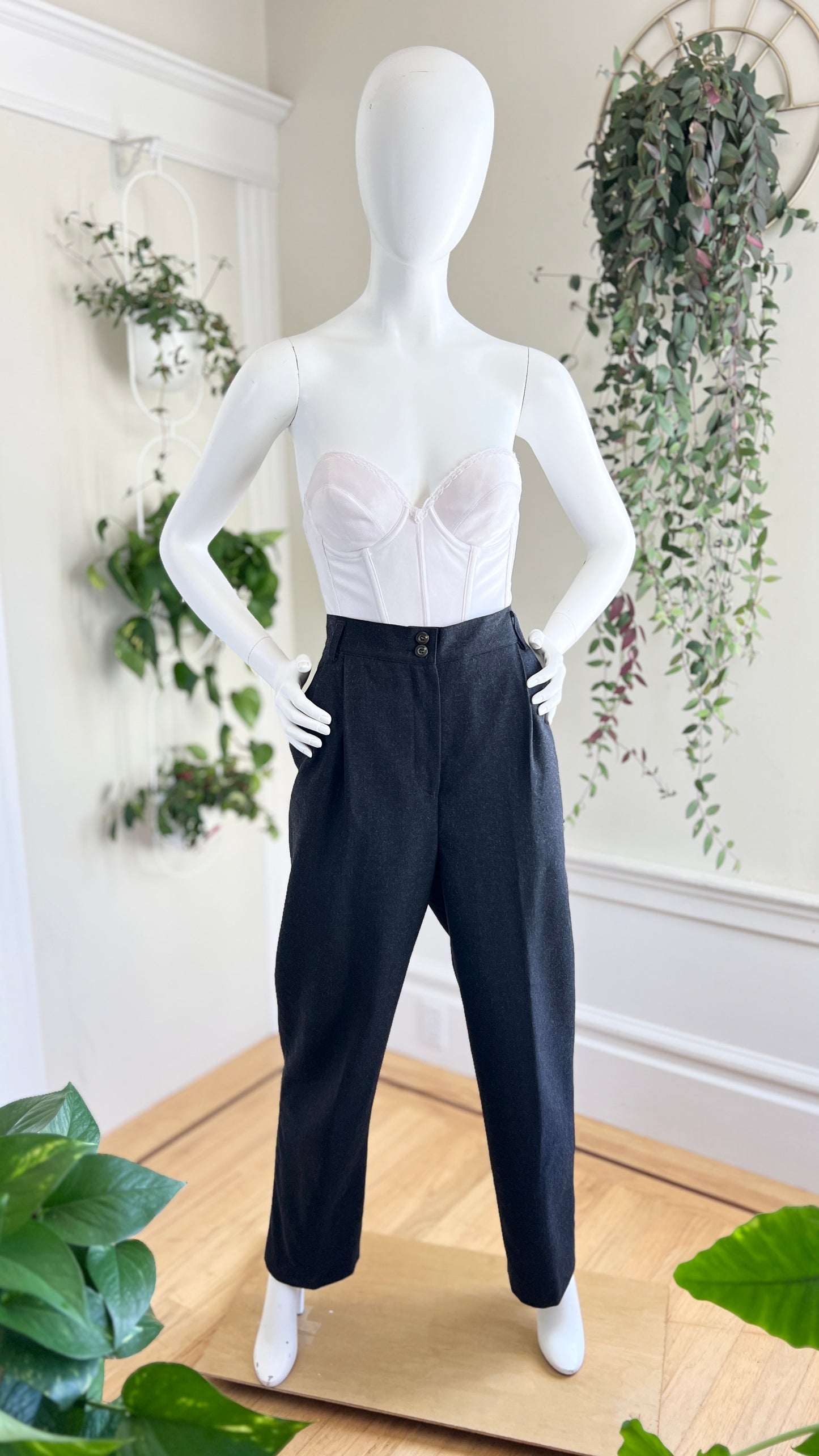 1980s Slate Grey Wool Trousers | medium