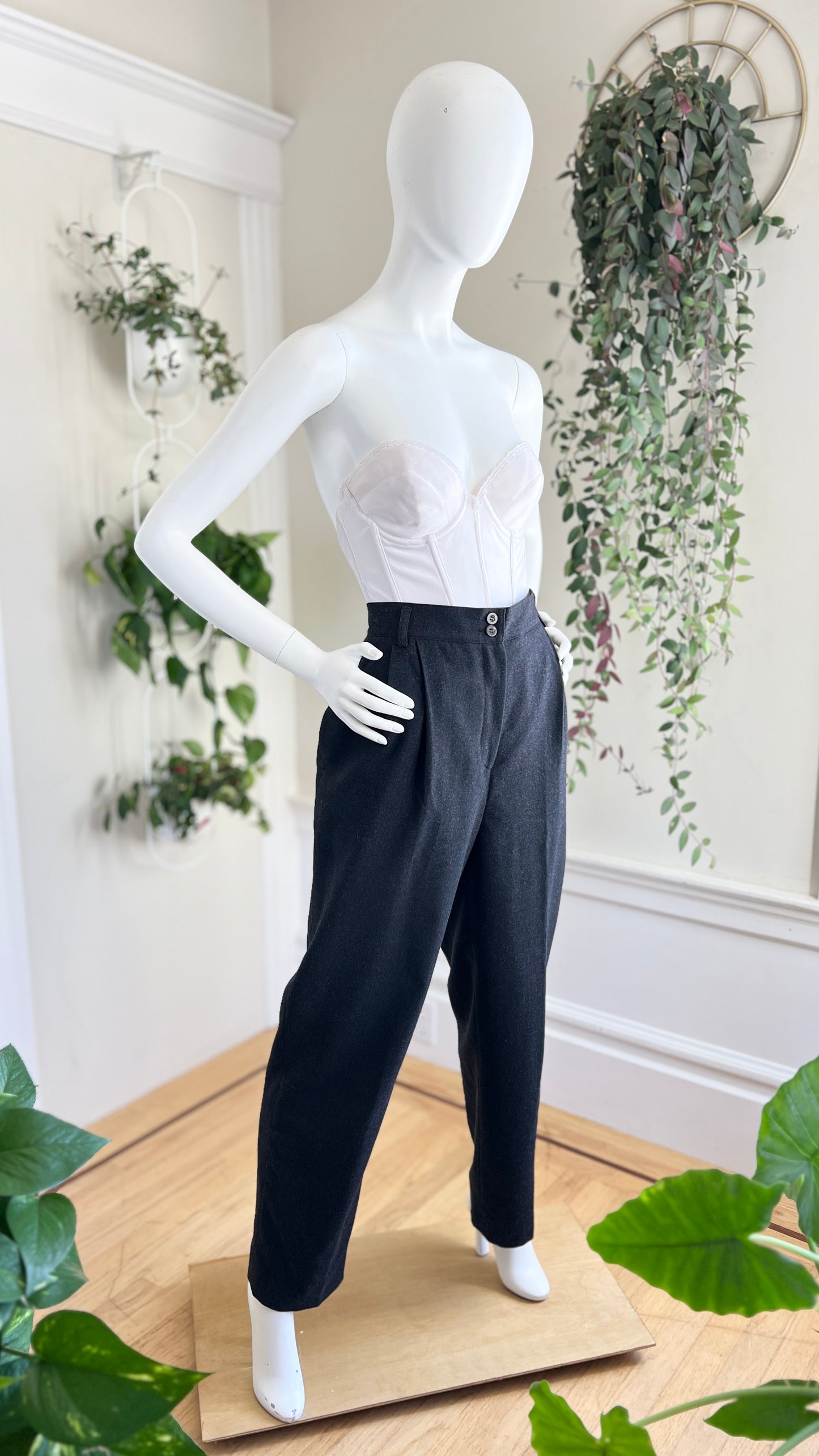 1980s Slate Grey Wool Trousers | medium