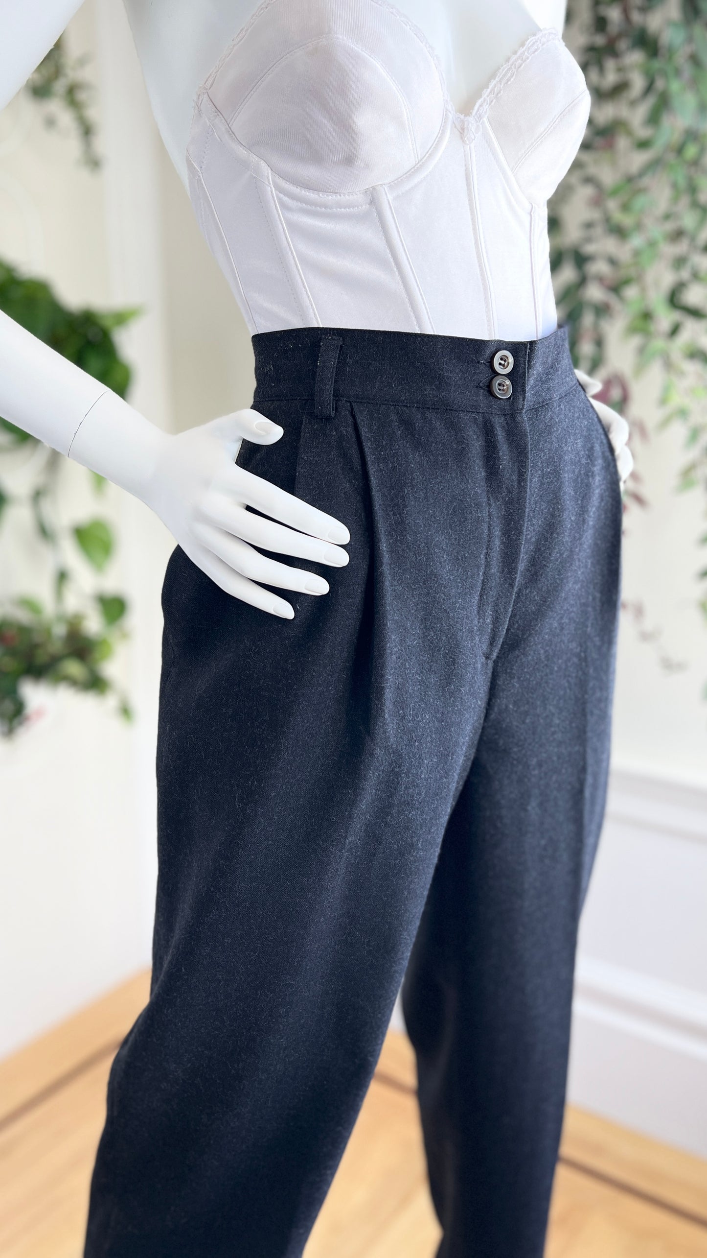 1980s Slate Grey Wool Trousers | medium