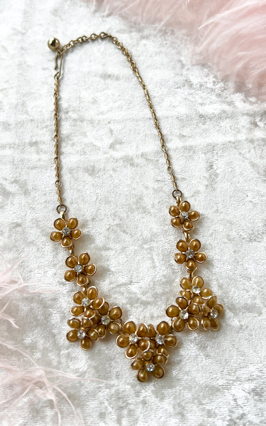 NEW ARRIVAL || 1950s 1960s Floral Rhinestone Necklace