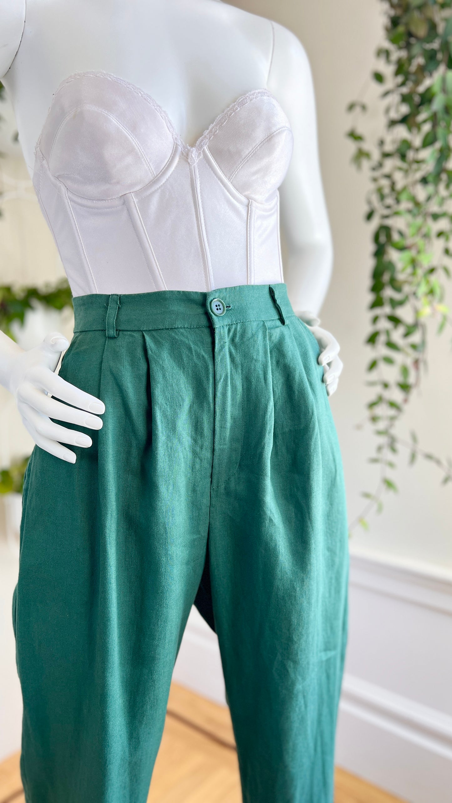 Modern REFORMATION Green Linen Pants | small