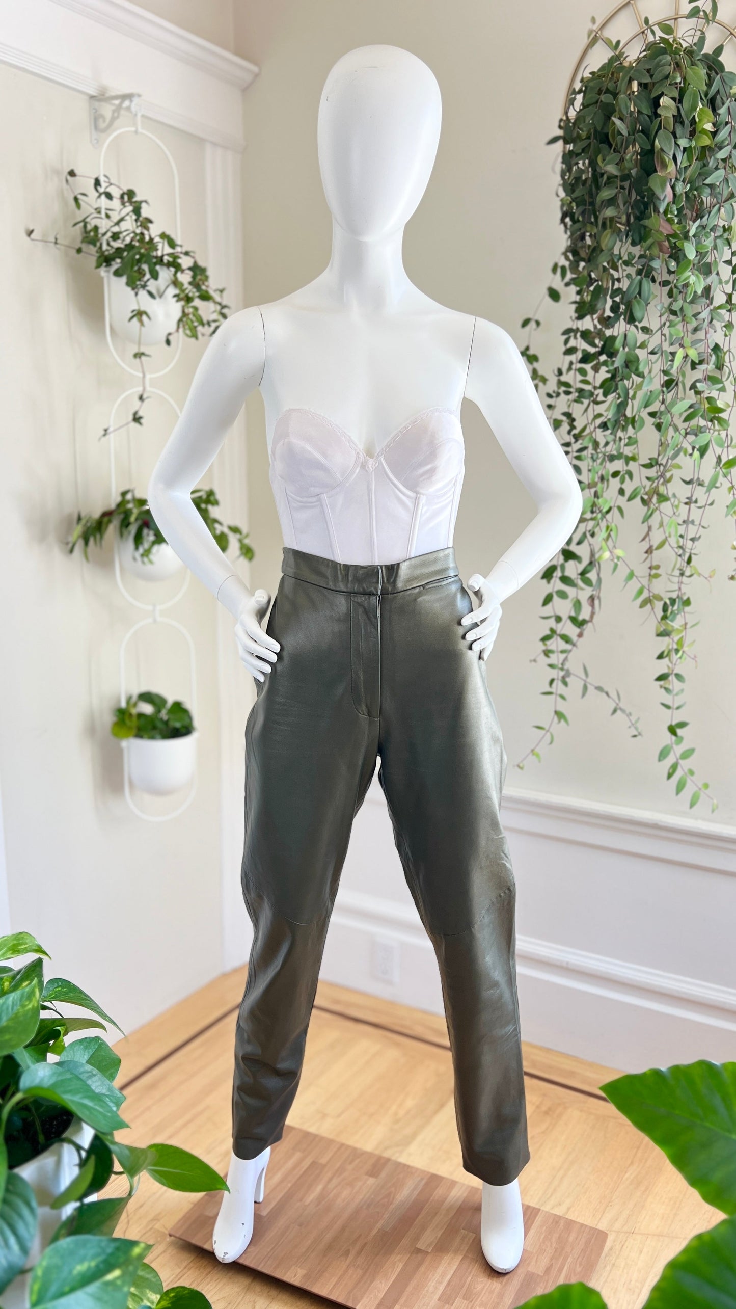 1980s Metallic Leather Pants | medium