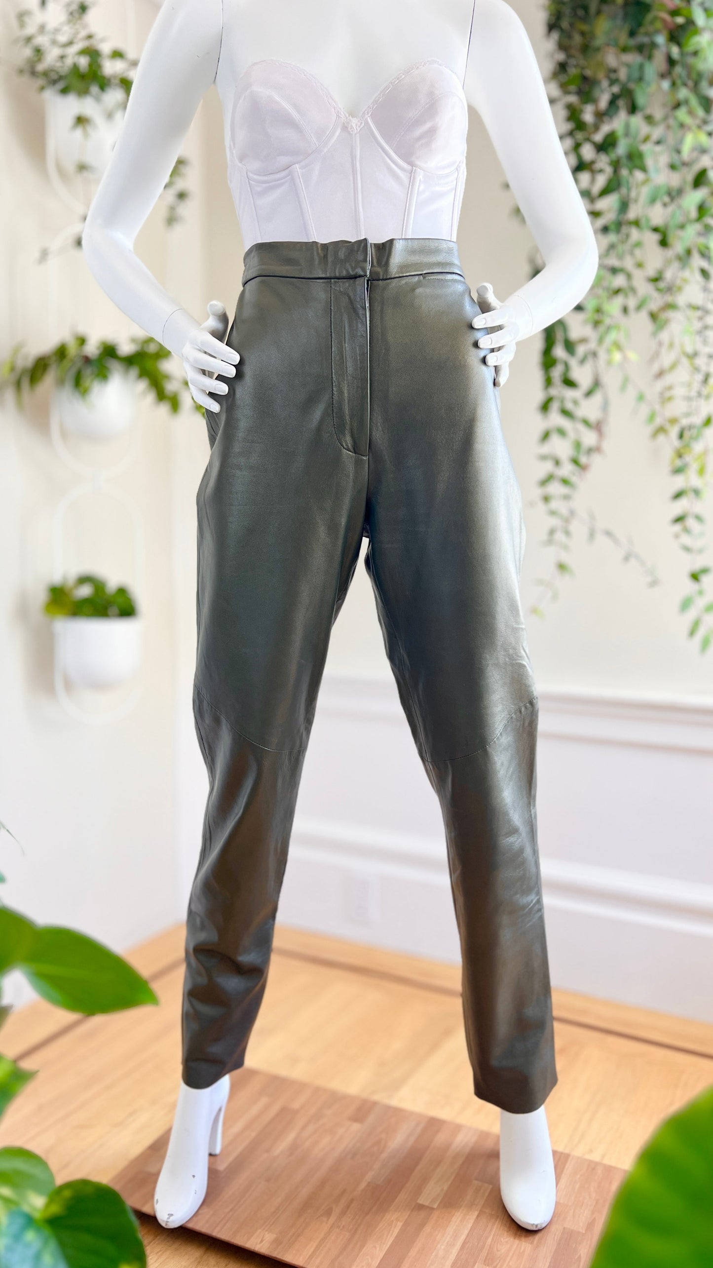 1980s Metallic Leather Pants | medium